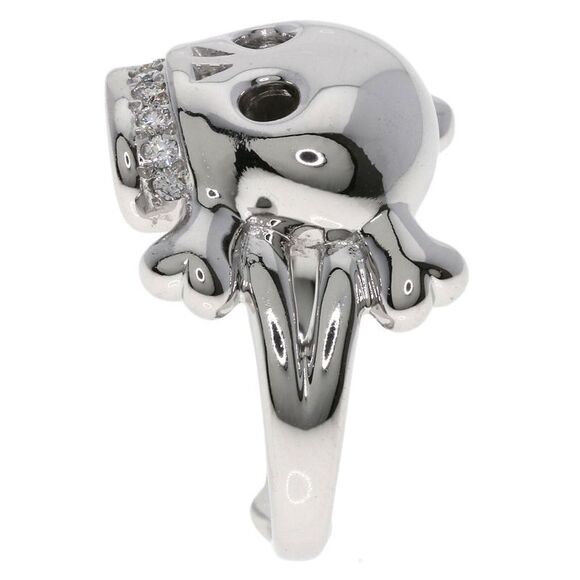 DIOR Tete De Mall Skull Diamond #55 Ring 18K White Gold Women's - Picture 4 of 13